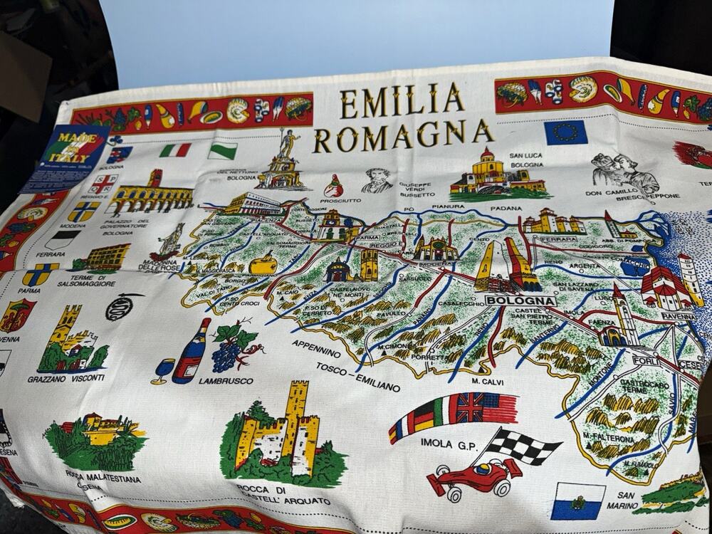 Morvenni Emilia Romagna Italy Map Cotton Tea Towel 35x22in 100% Cotton